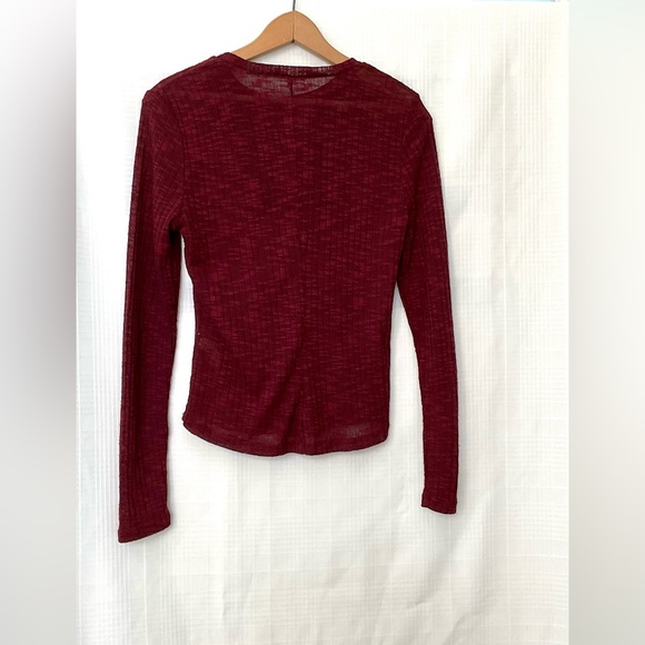 Free People Deep Red Textured Knit Top - Picture 2 of 5